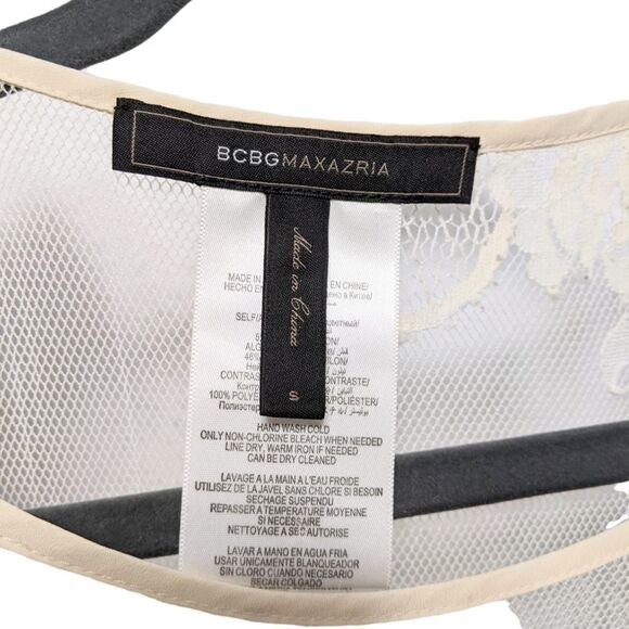 BCBGMAXAZRIA Lace Striped Boxy Sheer Blouse S - Picture 4 of 8